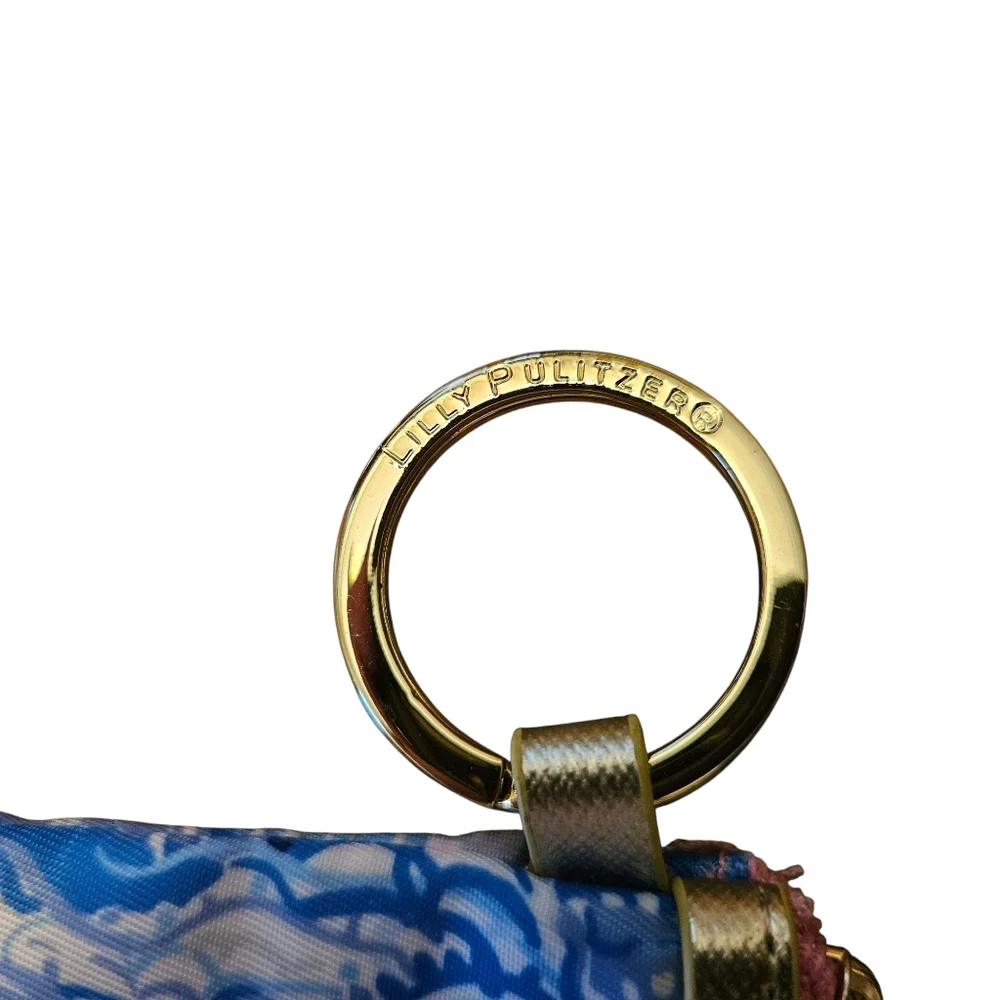 NWOT Lilly Pulitzer ID Holder Wallet Keychain Wallet W/Zip Close, Blue/Pink